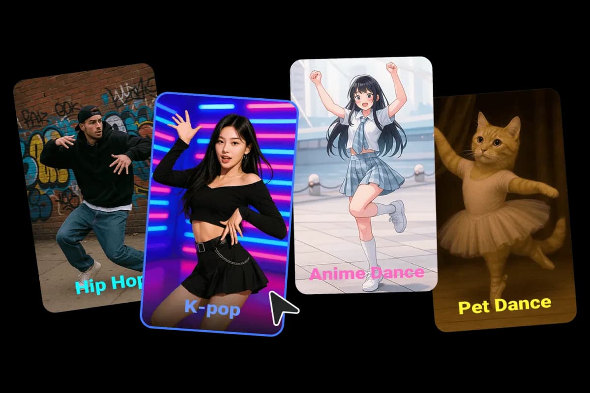 写真から作成したさまざまなスタイルのAIダンス動画