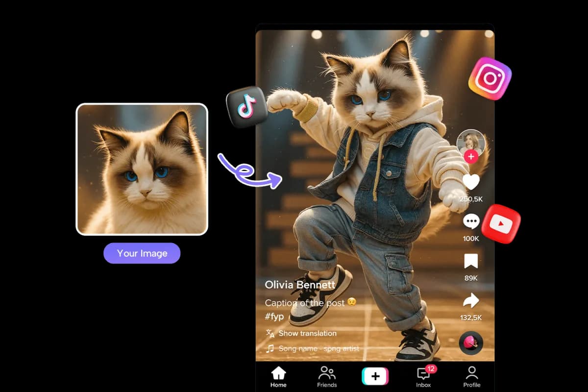 TikTok、Reels、Shorts向けのAIダンス動画